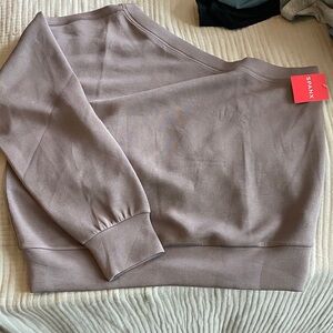 SPANX taupe one shoulder air essentials top